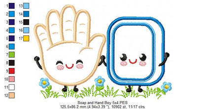 Soap and Hand Boy and Girl - Applique - Set of 2 designs