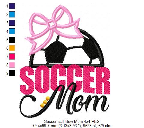 Soccer Mom Ball and Bow - Applique
