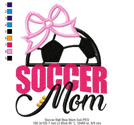 Soccer Mom Ball and Bow - Applique