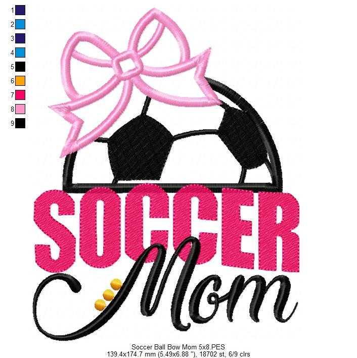 Soccer Mom Ball and Bow - Applique