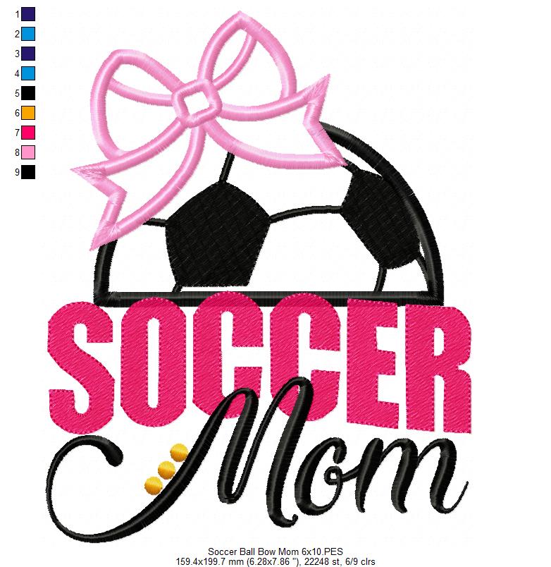 Soccer Mom Ball and Bow - Applique