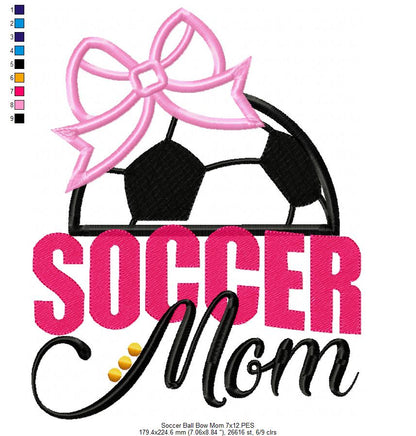 Soccer Mom Ball and Bow - Applique
