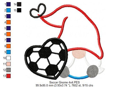 Love Soccer Gnome - Applique