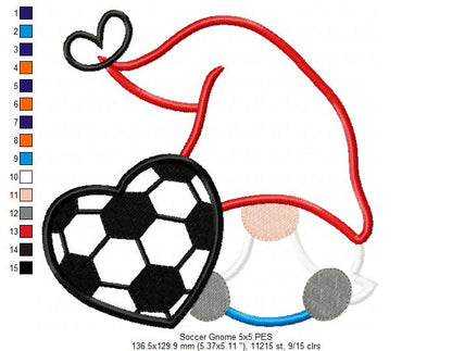 Love Soccer Gnome - Applique