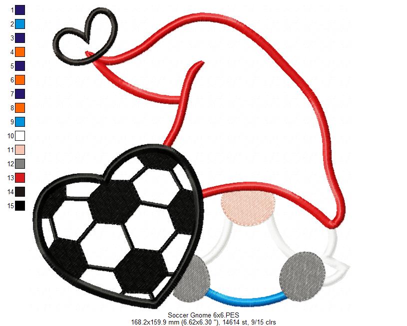 Love Soccer Gnome - Applique