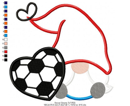 Love Soccer Gnome - Applique