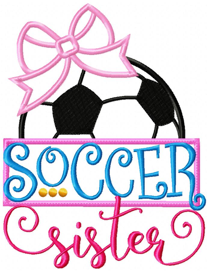 Soccer Sister Bow Ball – Appliqué – Machine Embroidery Design