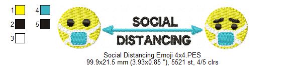 Emoji Social Distancing - Fill Stitch Embroidery