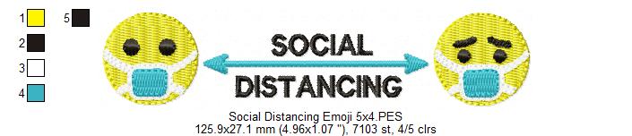 Emoji Social Distancing - Fill Stitch Embroidery