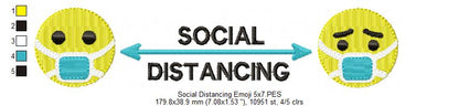 Emoji Social Distancing - Fill Stitch Embroidery