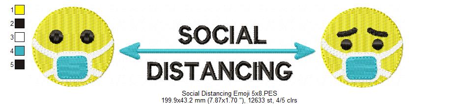 Emoji Social Distancing - Fill Stitch Embroidery