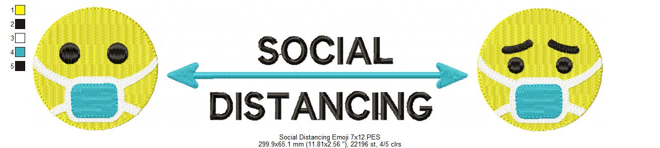 Emoji Social Distancing - Fill Stitch Embroidery
