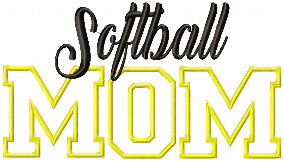 Softball Mom - Appliqué - Machine Embroidery Design