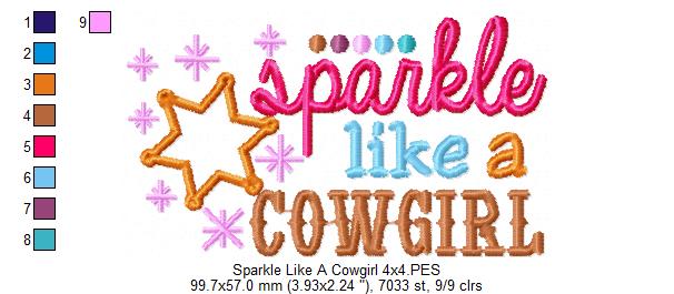 Sparkle Like a Cowgirl - Applique - Machine Embroidery Design