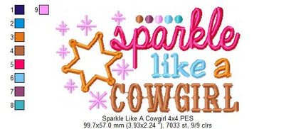 Sparkle Like a Cowgirl - Applique - Machine Embroidery Design