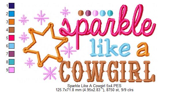 Sparkle Like a Cowgirl - Applique - Machine Embroidery Design