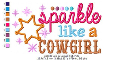 Sparkle Like a Cowgirl - Applique - Machine Embroidery Design