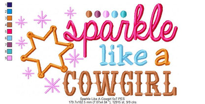 Sparkle Like a Cowgirl - Applique - Machine Embroidery Design