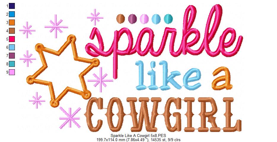 Sparkle Like a Cowgirl - Applique - Machine Embroidery Design