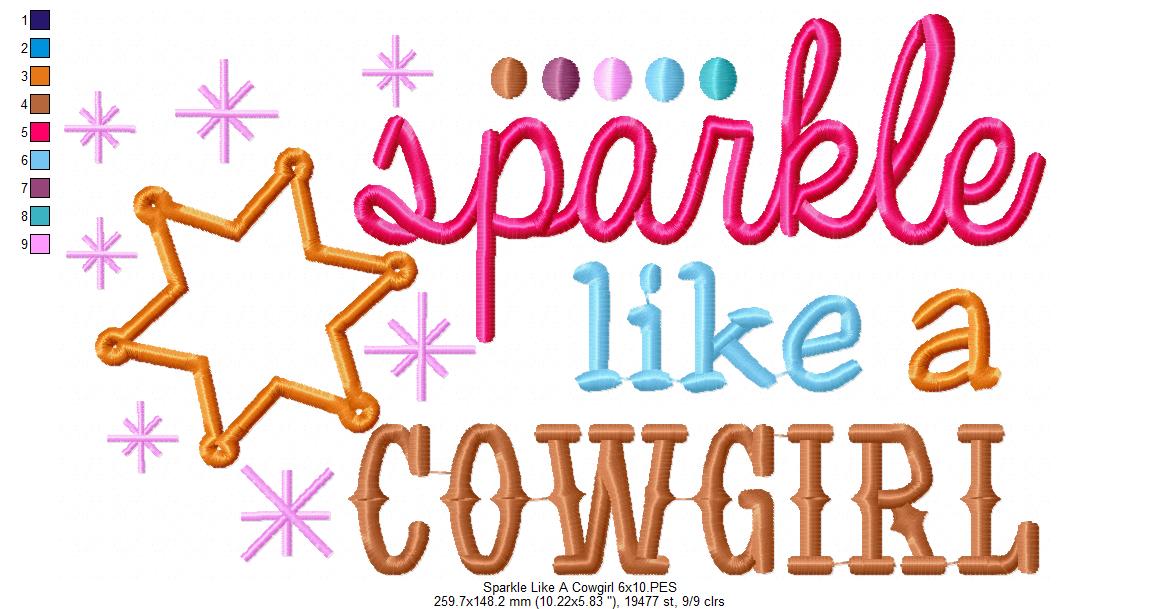 Sparkle Like a Cowgirl - Applique - Machine Embroidery Design