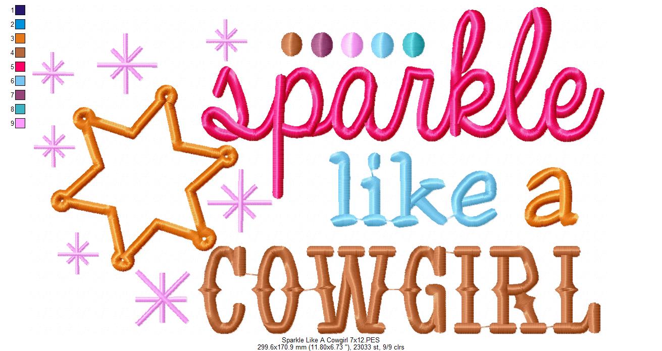 Sparkle Like a Cowgirl - Applique - Machine Embroidery Design