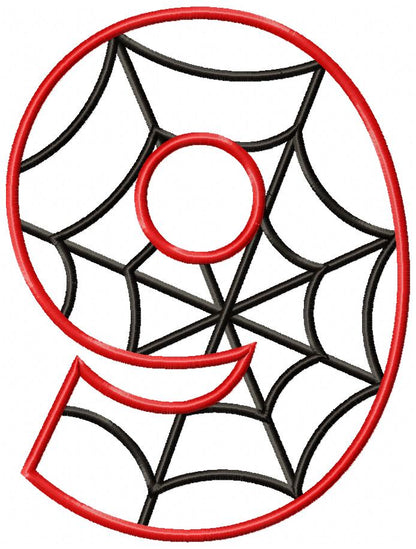 Spider Web Numbers 0-9 Birthday Set Numbers - Applique - Machine Embroidery Design