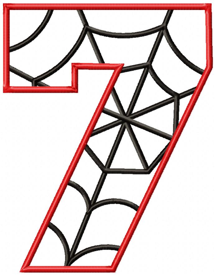 Spider Web Five 7th Seventh Birthday Number 7 Seven - Applique