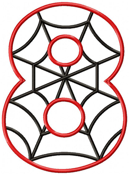 Spider Web Numbers 0-9 Birthday Set Numbers - Applique - Machine Embroidery Design