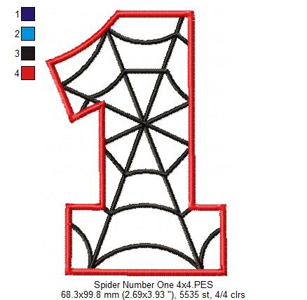 Spider Web One 1st First Birthday Number 1 One - Applique