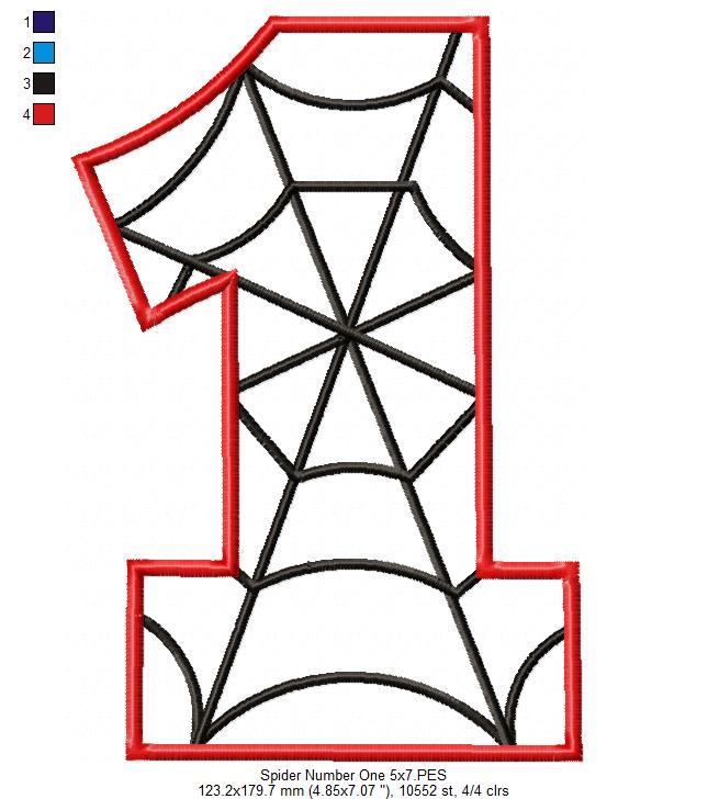 Spider Web One 1st First Birthday Number 1 One - Applique