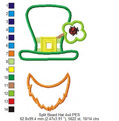 Split Leprechaun Hat and Beard - Applique