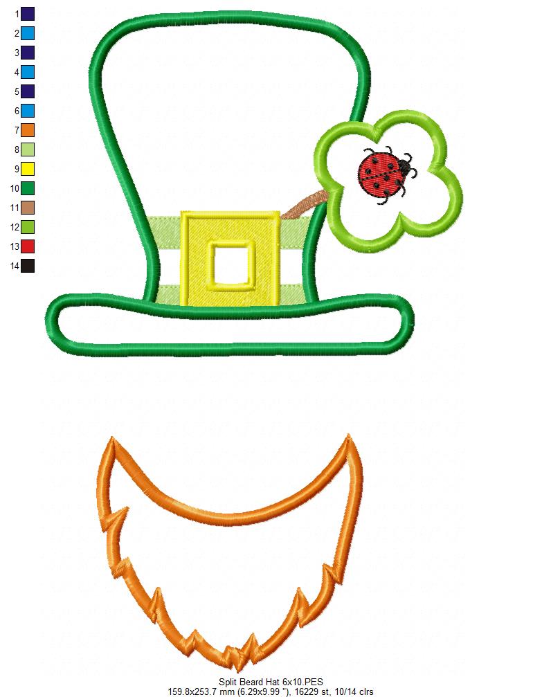 Split Leprechaun Hat and Beard - Applique
