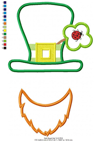 Split Leprechaun Hat and Beard - Applique
