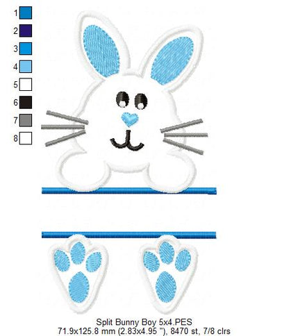 Split Bunny Girl and Boy - Applique - Set of 2 designs