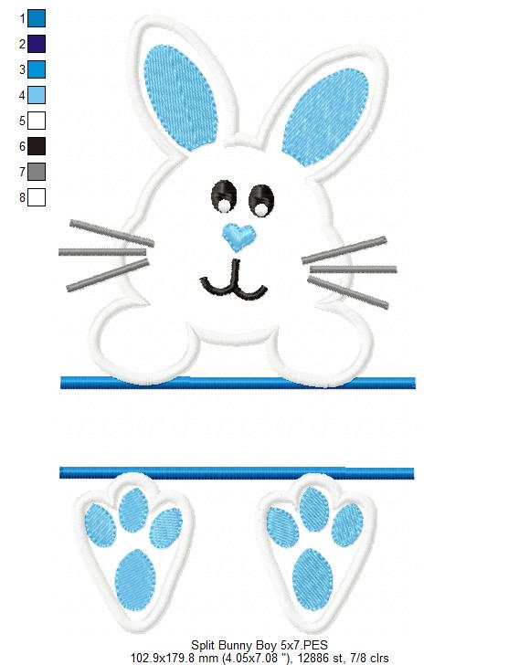 Split Bunny Boy - Applique - Machine Embroidery Design