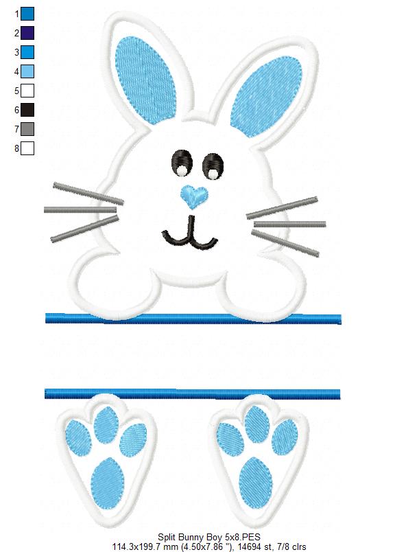 Split Bunny Boy - Applique - Machine Embroidery Design