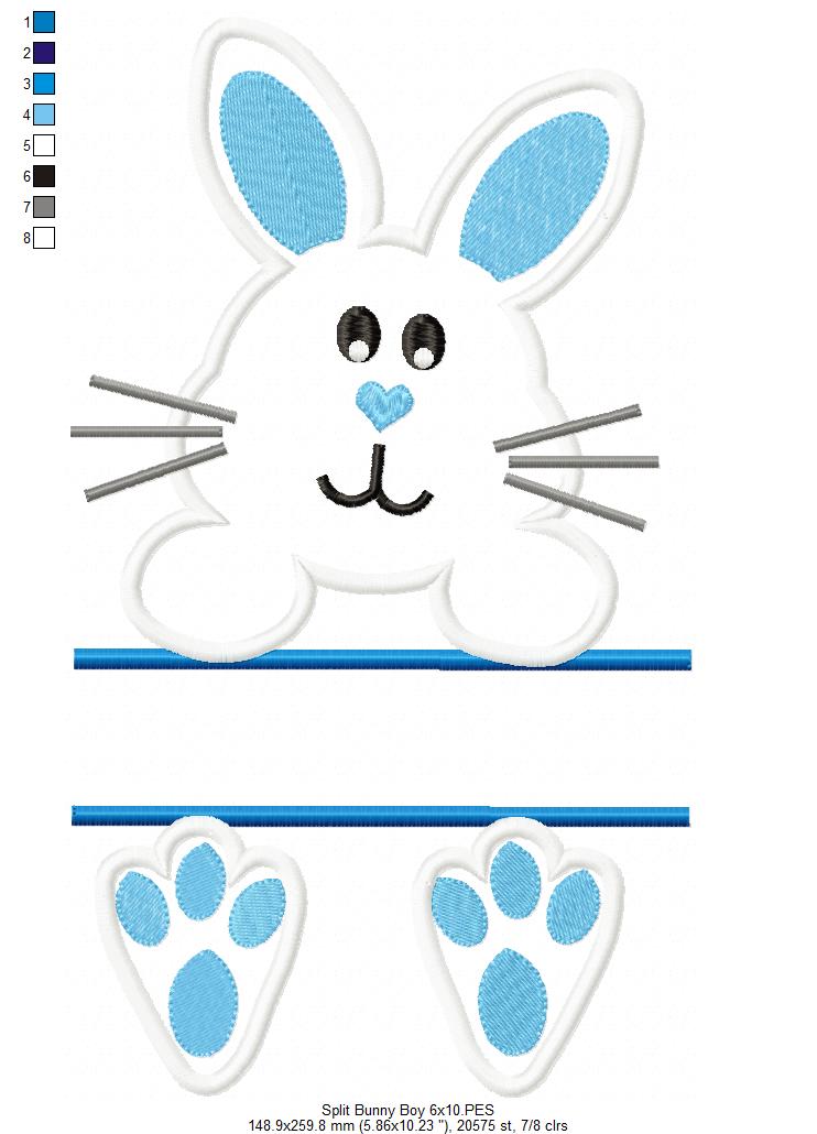 Split Bunny Boy - Applique - Machine Embroidery Design