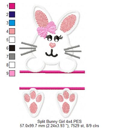 Split Bunny Girl - Applique Embroidery