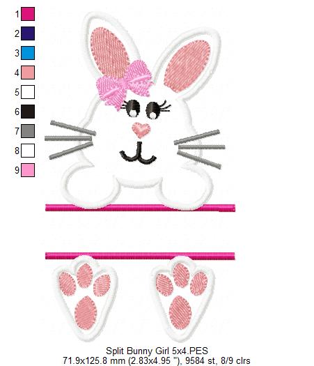 Split Bunny Girl - Applique Embroidery