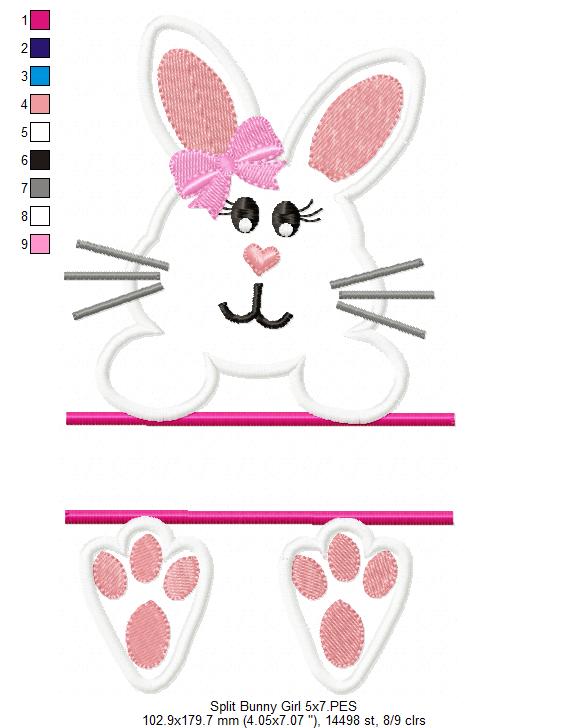 Split Bunny Girl - Applique Embroidery