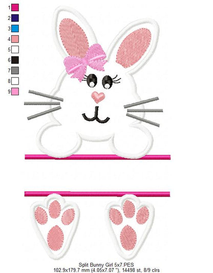 Split Bunny Girl - Applique Embroidery