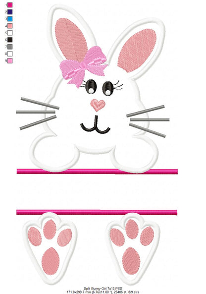 Split Bunny Girl and Boy - Applique - Set of 2 designs