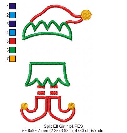 Split Elf Boy and Girl - Applique - Set of 2 designs