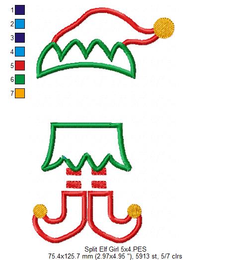 Split Elf Boy and Girl - Applique - Set of 2 designs