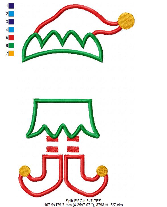 Split Elf Boy and Girl - Applique - Set of 2 designs
