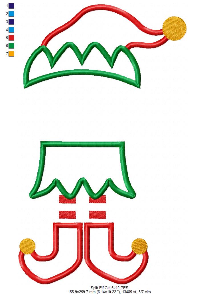 Split Elf Boy and Girl - Applique - Set of 2 designs
