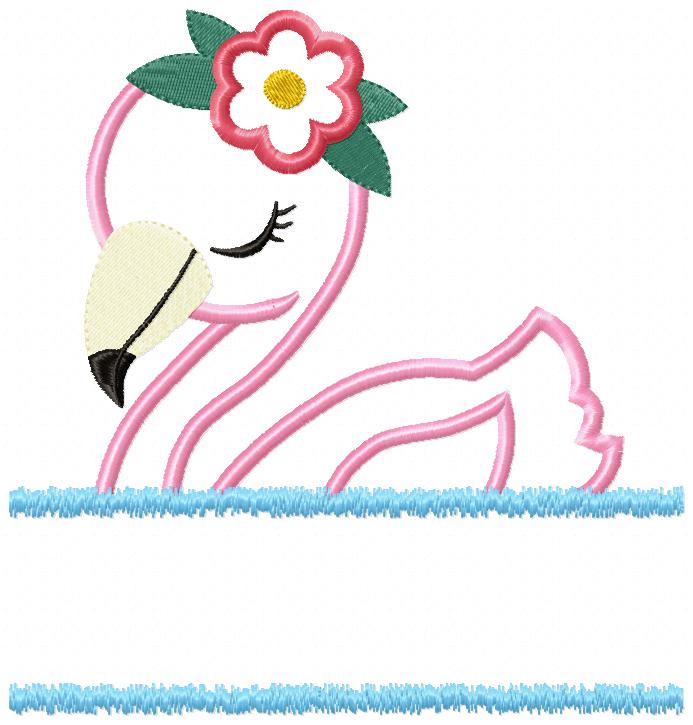 Split Flamingo Girl - Applique - Machine Embroidery Design