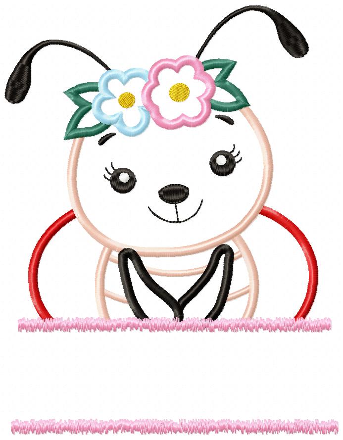 Split Lady Bug Girl - Applique
