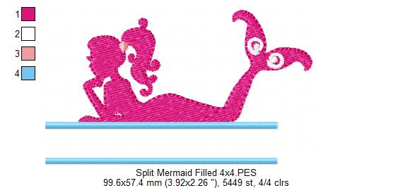 Split Mermaid - Fill Stitch - Machine Embroidery Design