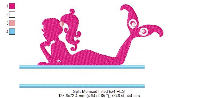 Split Mermaid - Fill Stitch - Machine Embroidery Design